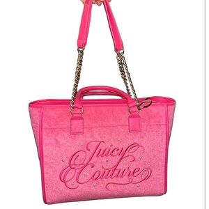 JUICY COUTURE Velour Juicy Beach Couture Tote in Hot Pink Flash - Large …